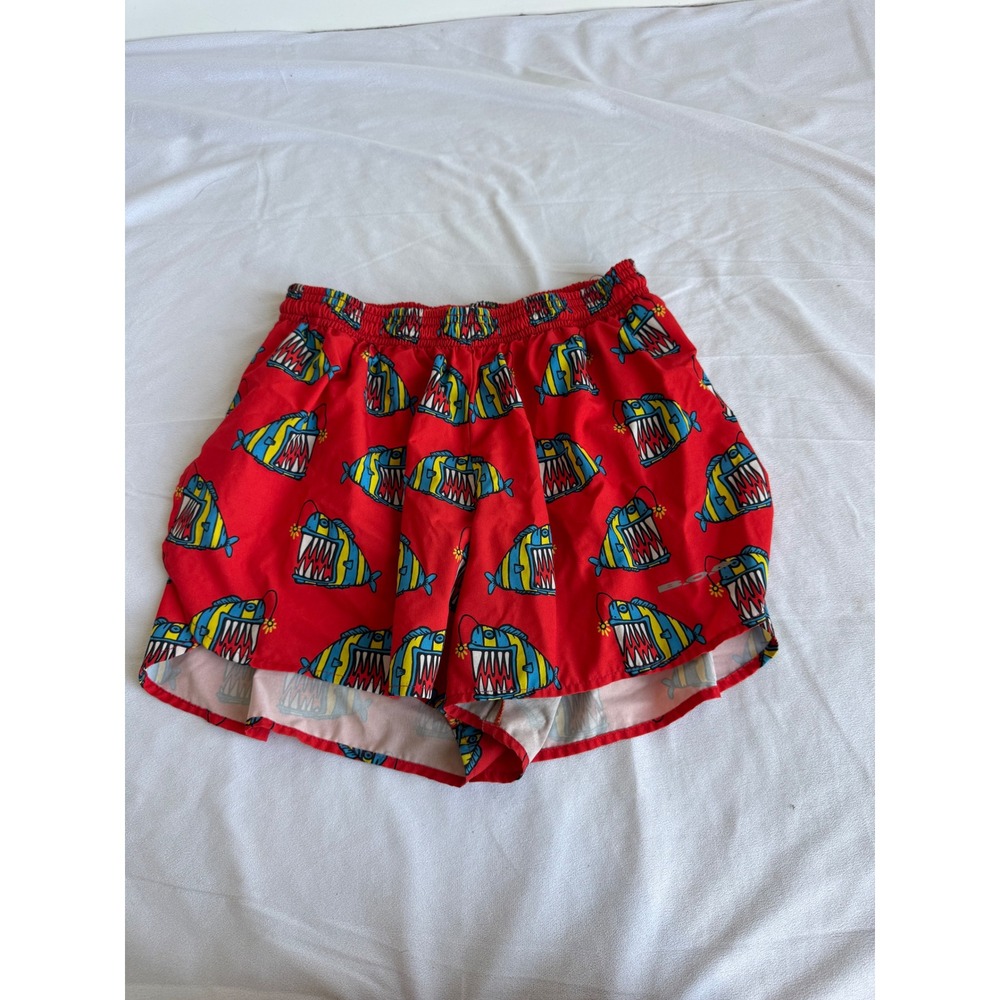 BOA USA Kids Small Red Angler Fish Print Running Shorts Performance Gym Track